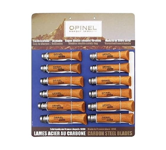 Набор-дисплей Opinel T085 из 12 ножей разных размеров из углеродистой стали 182085