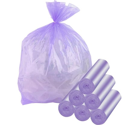 Мешки для мусора с ароматом лаванды (120 шт/6 роликов по 20 шт; 30 л; 50х60 см; размер M) HOMSU HOM-1299