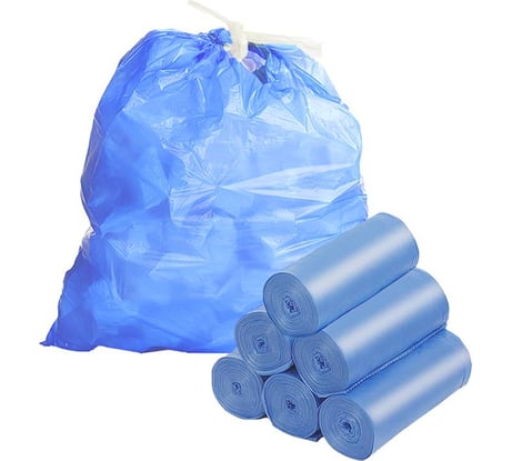 Мешки для мусора с затяжками (60 шт/6 роликов по 10 шт; 60 л; 54х60 см; размер L) HOMSU HOM-1288