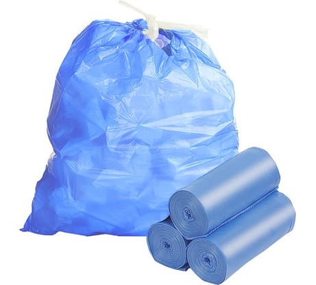 Мешки для мусора с затяжками (30 шт/3 ролика по 10 шт; 60 л; 60х54 см; размер L) HOMSU HOM-1287