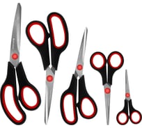 Ножницы SOFT GRIP BRAUBERG НАБОР 5 шт (140, 170, 190, 220, 240 мм) эргономичные, ВЫГОДНАЯ УПАКОВКА, 238410