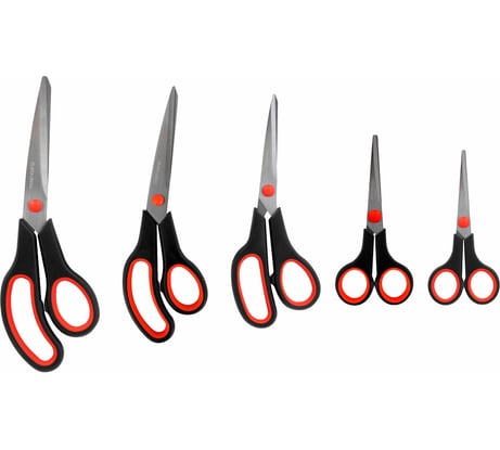 Ножницы SOFT GRIP BRAUBERG НАБОР 5 шт (140, 170, 190, 220, 240 мм) эргономичные, ВЫГОДНАЯ УПАКОВКА, 238410