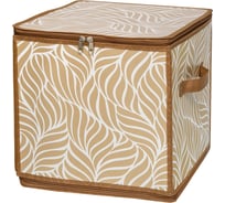 Короб складной на молнии "Листья" HANDY HOME, Д300 Ш300 В300, бежевый ESH22 SL