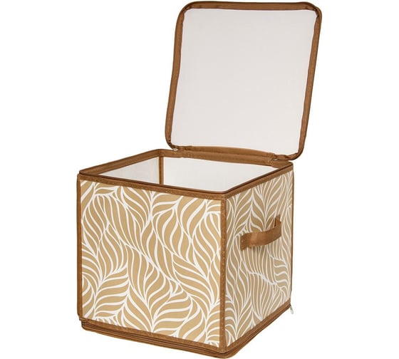Короб складной на молнии HANDY HOME Листья, Д300 Ш300 В300, бежевый ESH22 SL