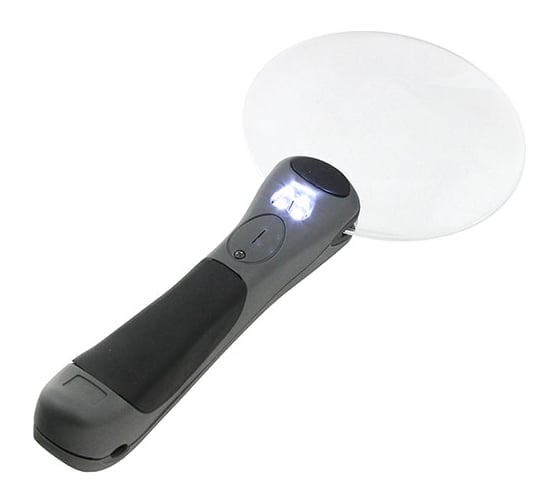 Лупа Veber MG2B-3 диаметр 90 мм, 2,5х, с LED подсветкой, футляр 22678