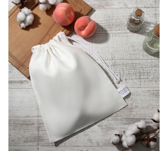 Мешочек текстильный Этель Home collection 27x34 см, белый, 100%лён 10609971 1