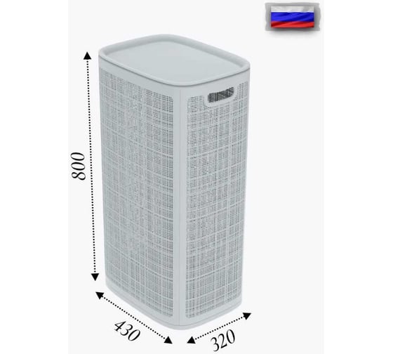 Корзина для белья "КОМПАНИЯ ФОРТОН" сборная, 100 л, 430×321×800 мм, серый ВИ135