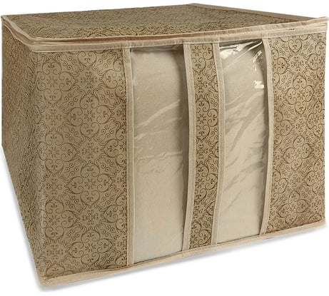Большой кофр для хранения одеял, пледов и подушек ГЕЛЕОС Миндаль размер 60х50х35 см МНД_28