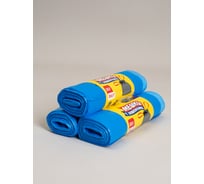 Мешки для мусора УПАКОВКА XXI ВЕКА с завязками, 30 л, 30 шт, 3 рул/юн, голубые (90 шт/юнит) МРЗ-320