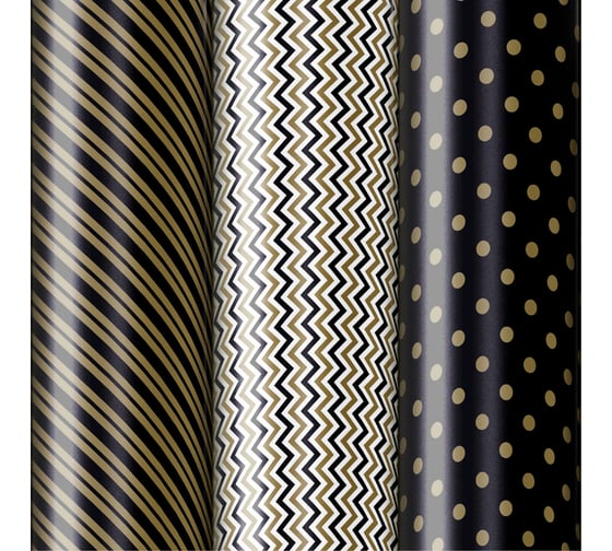 Упаковочная мелованная бумага Золотая сказка 3 шт., Golden Pattern, 70х100 см, 3 дизайна 592062