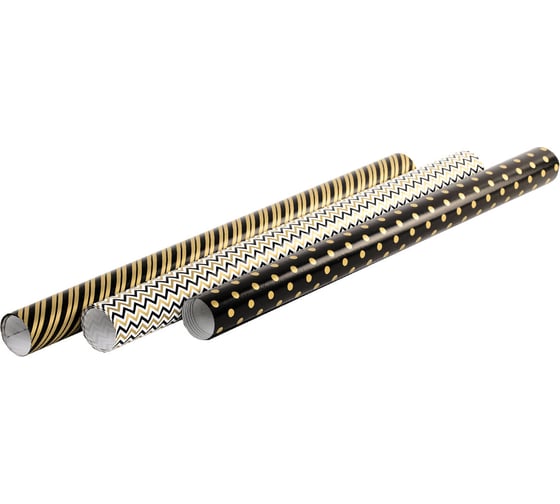 Упаковочная мелованная бумага Золотая сказка 3 шт., Golden Pattern, 70х100 см, 3 дизайна 592062 1