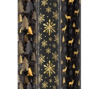 Новогодняя упаковочная бумага Золотая сказка 3 шт., Black and Gold, 70 x 100 см, 3 дизайна 592059