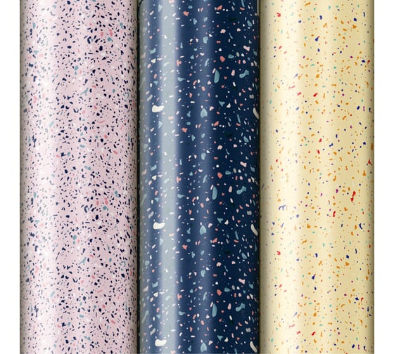 Упаковочная мелованная бумага Золотая сказка 3 шт., Terrazzo, 70х100 см, 3 дизайна 592066 1