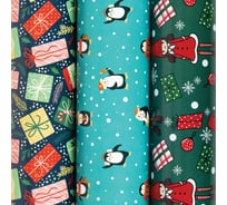 Новогодняя упаковочная бумага Золотая сказка 3 шт., Green Collection, 70х100 см, 3 дизайна 592061