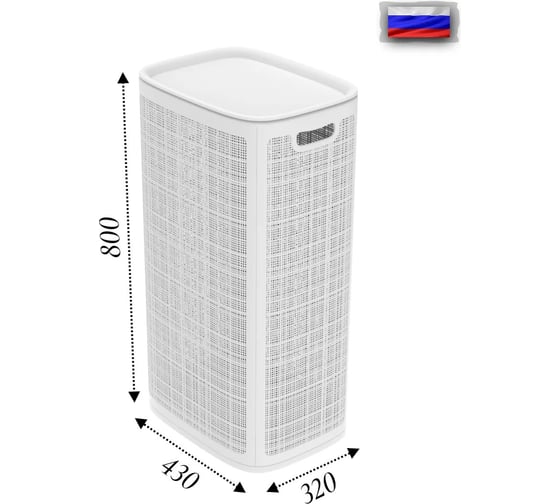 Корзина для белья "КОМПАНИЯ ФОРТОН" сборная, 100 л, 430×321×800 мм, белый ВИ136