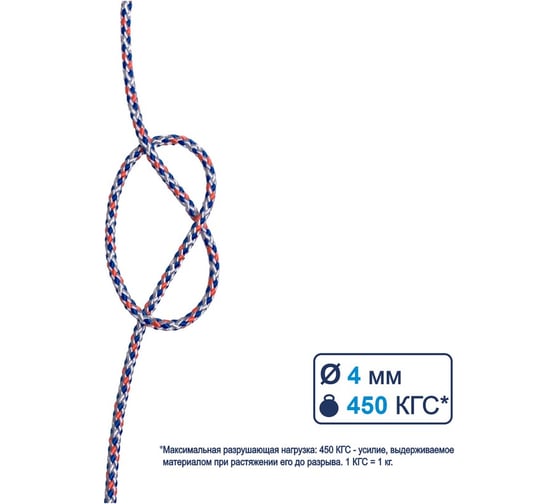 Капроновый шнур Репшнур Сибшнур 4 мм, 10 м 20929