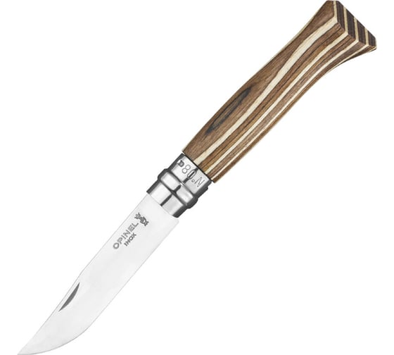 Нож Opinel №08, нержавеющая сталь, ручка из березы, коричневая ручка 002388