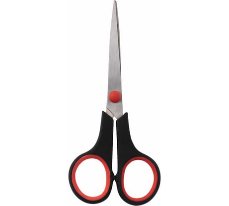 Ножницы STAFF EVERYDAY, 150 мм, бюджет, резиновые вставки, черно-красные, ПВХ чехол, 237497