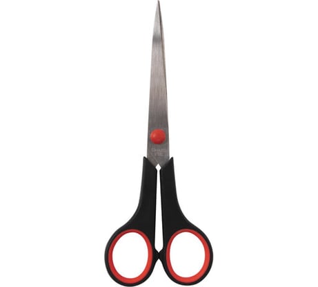 Ножницы 12 шт в упаковке Staff EVERYDAY 170 мм бюджет резиновые вставки черно-красные ПВХ чехол  237498