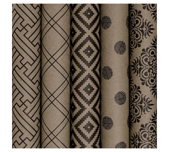 Бумага упаковочная 50 шт в упаковке Золотая сказка крафт 70*100см "Kraft Geometric" 5 дизайнов 80г/м2  591598 1