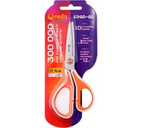 Ножницы QREDO 174 мм, 3D лезвие, эргономичные ручки, белый/оранжевый, пластик, прорезиненные *12/144 15-2386