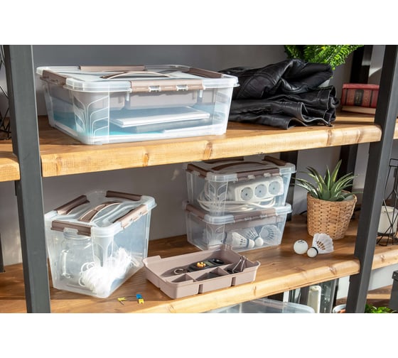 Универсальный ящик для хранения Econova Grand Box с замками и ручкой, 6,65 л 433200230