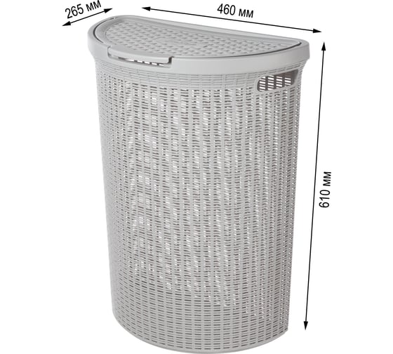Корзина для белья Econova Eco Style 45 л, 460х265х610 мм светло-серый 431217630