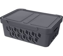 Универсальный ящик Econova Deluxe с крышкой, 380х276х140 мм, 12 л серый 433205711