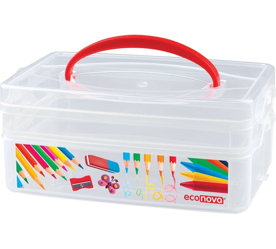 Универсальная коробка Econova Art Box 2 секции с ручкой и декором, 1 л + 2 л 43123910151 1