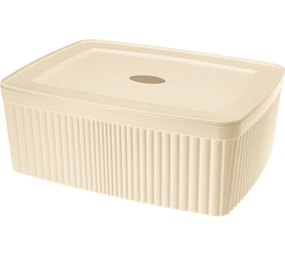 Лоток Econova Velvet с крышкой, 295х225х110 мм, 6.55 л, бежевый 433238907 1