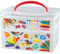 Универсальная коробка Econova Art Box с ручкой и декором 2 секции, 2л+3л 43123920151