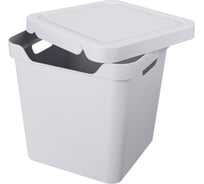 Универсальный ящик с крышкой Econova Luxe 286х286х286 мм, 18л, светло-серый 433242630