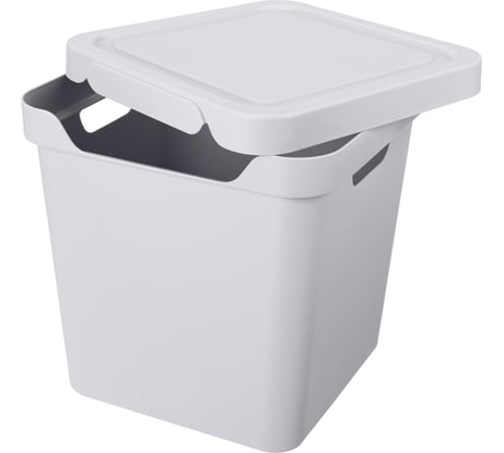 Универсальный ящик с крышкой Econova Luxe 286х286х286 мм, 18л, светло-серый 433242630