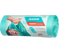 Пакеты для мусора АНТИБАК+БИО 25 л 30 шт, бирюзовые АКОР 205-101