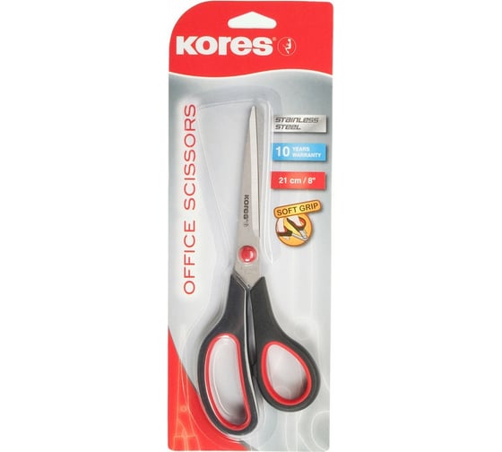 Ножницы с пластиковыми прорезиненными анатомическими ручками Kores Softgrip 210 мм 178114
