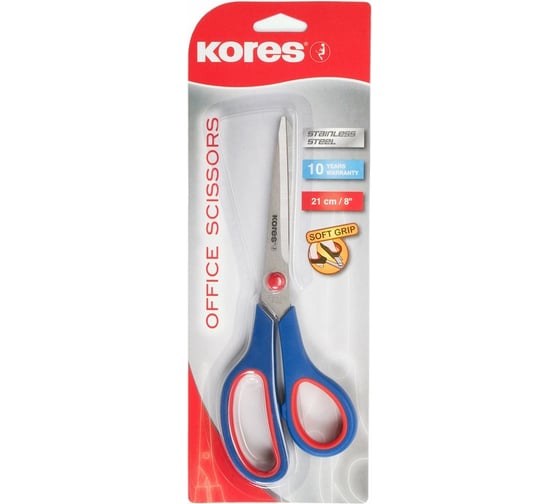 Ножницы с пластиковыми прорезиненными анатомическими ручками Kores Softgrip 210 мм 178114
