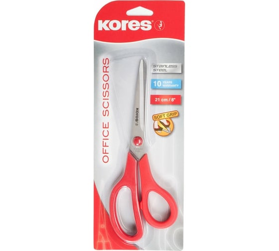 Ножницы с пластиковыми прорезиненными анатомическими ручками Kores Softgrip 210 мм 178114
