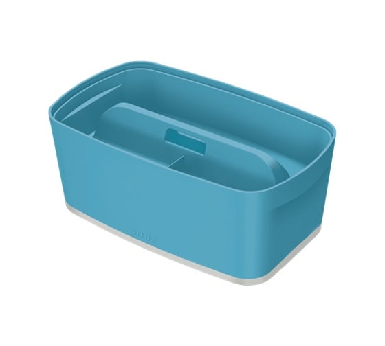 Короб LEITZ MyBox с крышкой, малый + органайзер с ручкой Cosy, soft touch, синий 52670061 1
