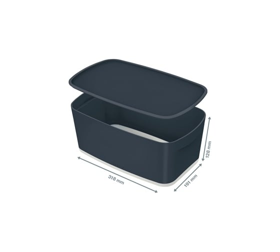 Короб LEITZ MyBox Cosy с крышкой, soft touch, малый, серый 52630089
