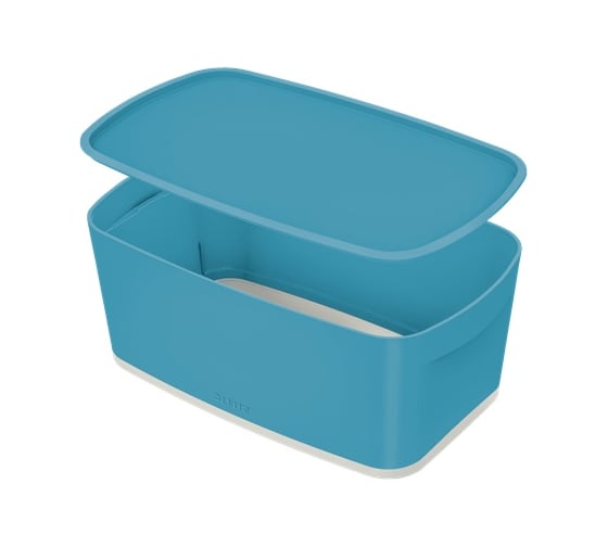 Короб LEITZ MyBox Cosy с крышкой, soft touch, малый, синий 52630061