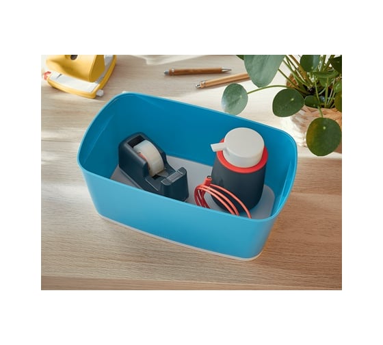 Короб LEITZ MyBox Cosy с крышкой, soft touch, малый, синий 52630061