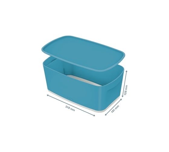 Короб LEITZ MyBox Cosy с крышкой, soft touch, малый, синий 52630061