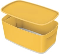 Короб LEITZ MyBox Cosy с крышкой, soft touch, малый, желтый 52630019