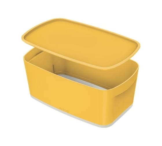 Короб LEITZ MyBox Cosy с крышкой, soft touch, малый, желтый 52630019 1
