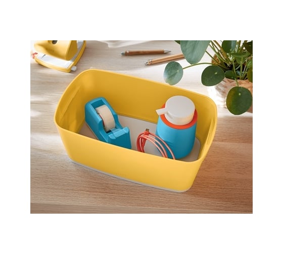 Короб LEITZ MyBox Cosy с крышкой, soft touch, малый, желтый 52630019