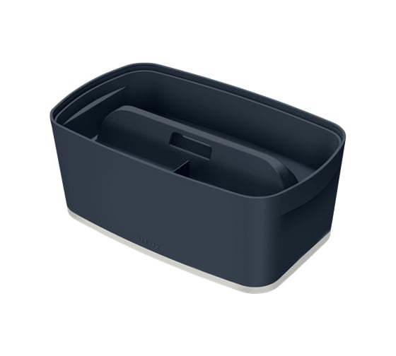 Короб LEITZ MyBox с крышкой, малый + органайзер с ручкой Cosy, soft touch, серый 52670089 1