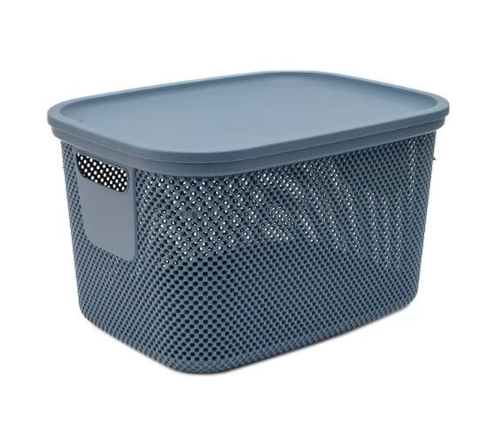 Корзина HOBBY LIFE NICKEL тёмно-серая 18л 28.5x38x22.2см с крышкой HL041289DG
