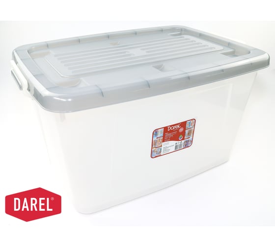 Ящик с крышкой Darel Plastic 75л, серый 10175