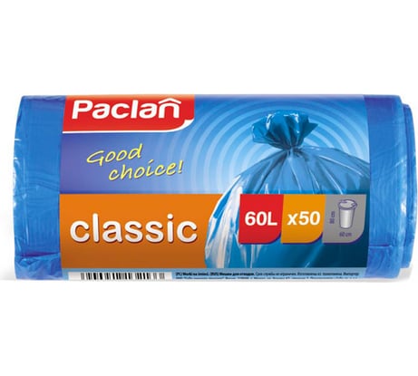 Мешки для мусора синие CLASSIC (50 шт; 60х80 см; 60 л; ПНД) Paclan 42213213