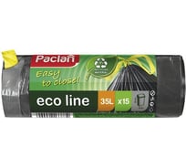 Мешки для мусора с тесьмой черные ECO LINE (15 шт; 60х50 см; 35 л; ПВД) Paclan 42013377